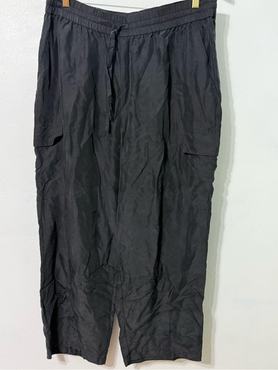 Eileen Fisher Pants - Eileen Fisher Black Wide-Leg Cargo Drawstring Pants Petite Large 100% Silk